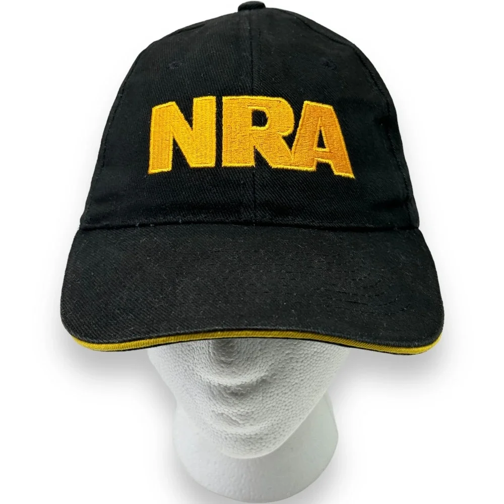 NRA Embroidered American Flag Hat Adjustable Ball Cap Black Yellow Cotton Mens